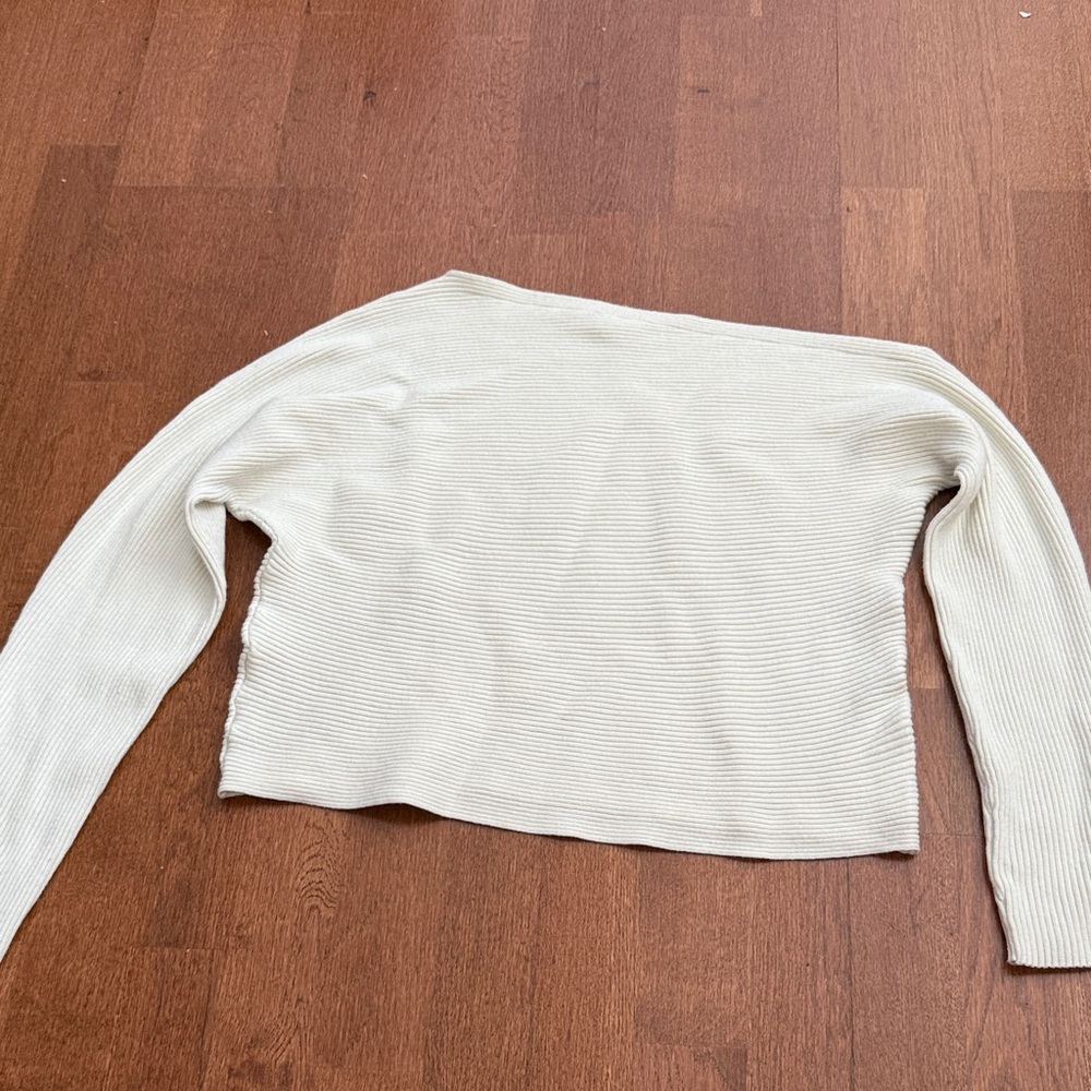 Off the shoulder white sweater